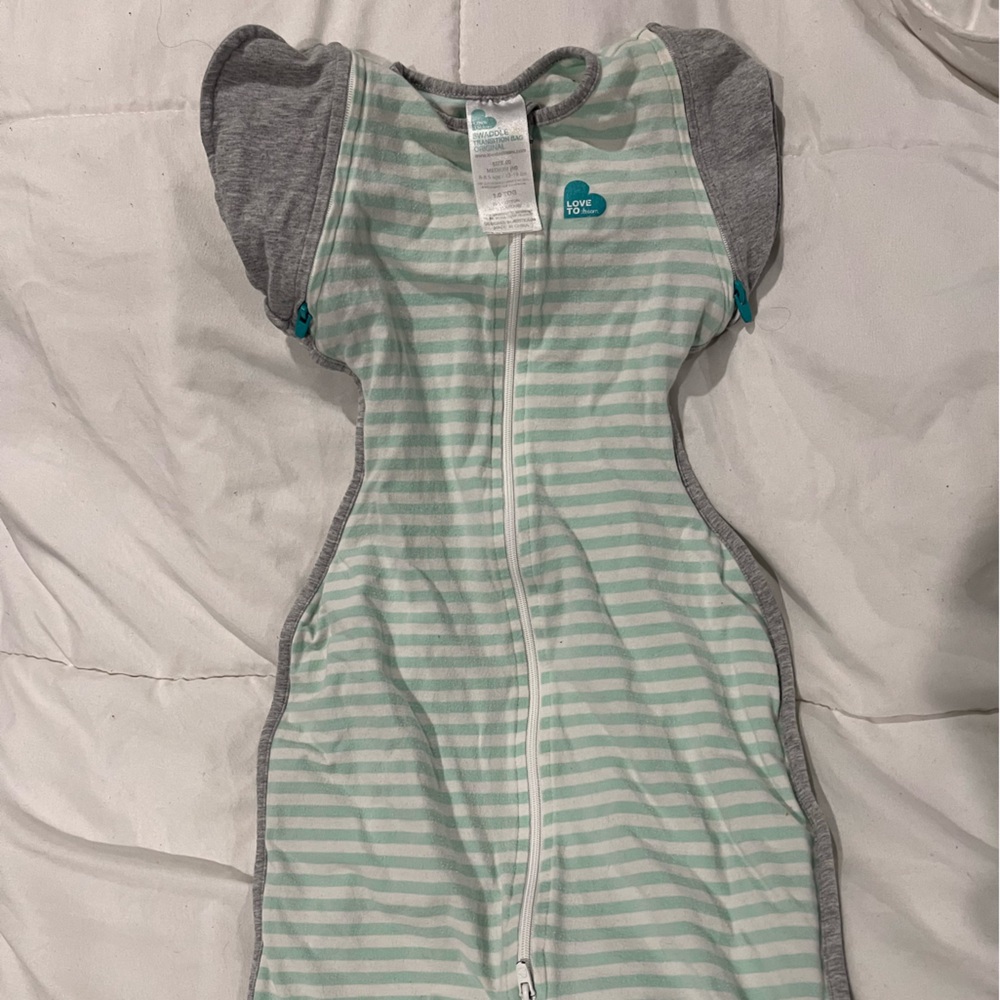 Love to Dream Mint and Gray Swaddle